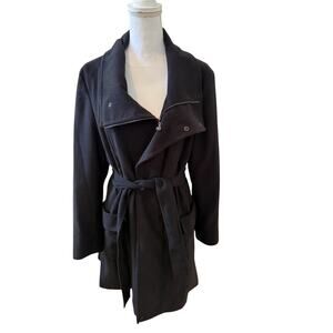Samuel Dong Feminine Belted Wool Longline Coat Black M